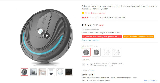 Robot aspirador estafa Aliexpress